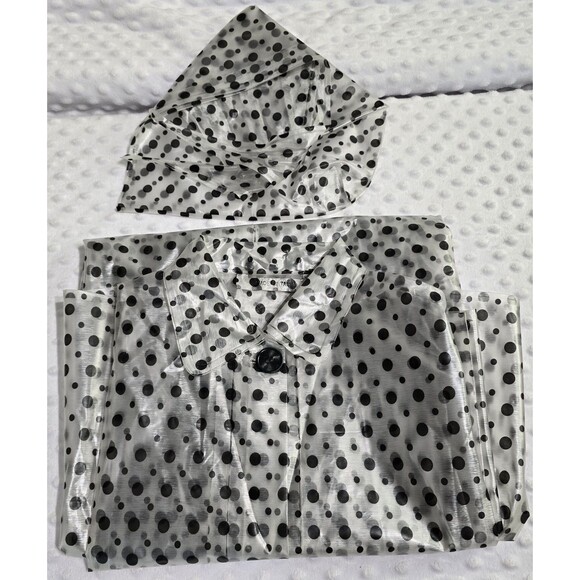 Unbranded Jackets & Blazers - Vintage Clear Black Polka Dot Vinyl Rain Poncho Cape  Hood Made In Taiwan Set